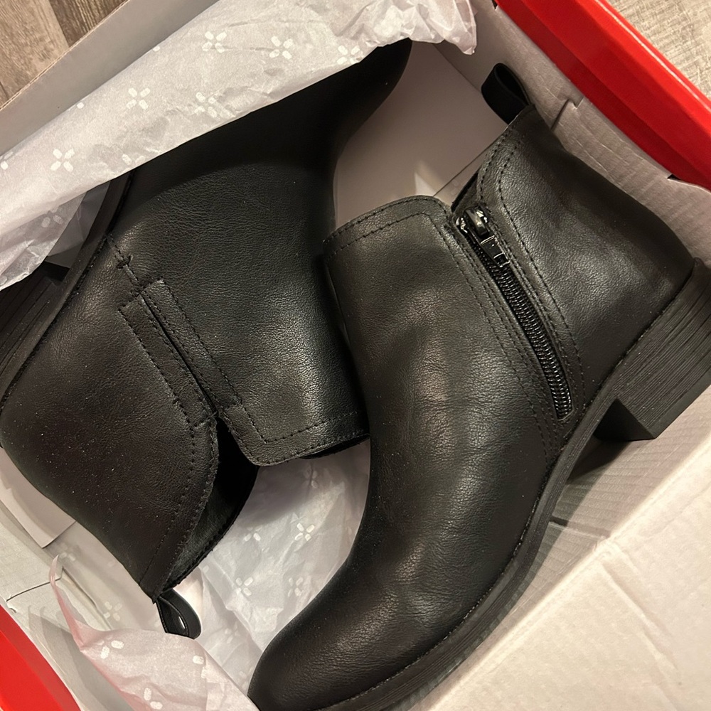 Sun + Stone Sleek Black Ankle Boots